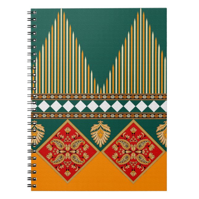 Carnet Motif de design textile numérique avec bord géomét (Devant)