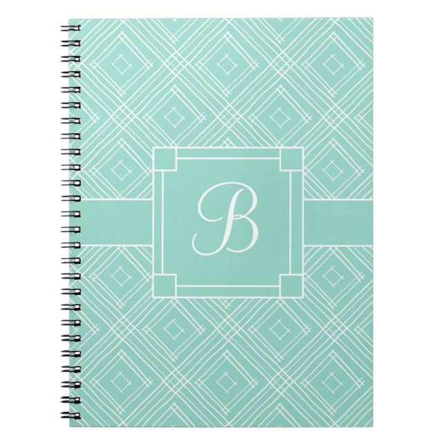 Carnet Motif de diamant vert à la pointe Monogrammé (Devant)