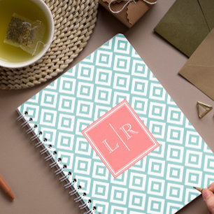 Carnet Motif de diamants de la menthe et du corail