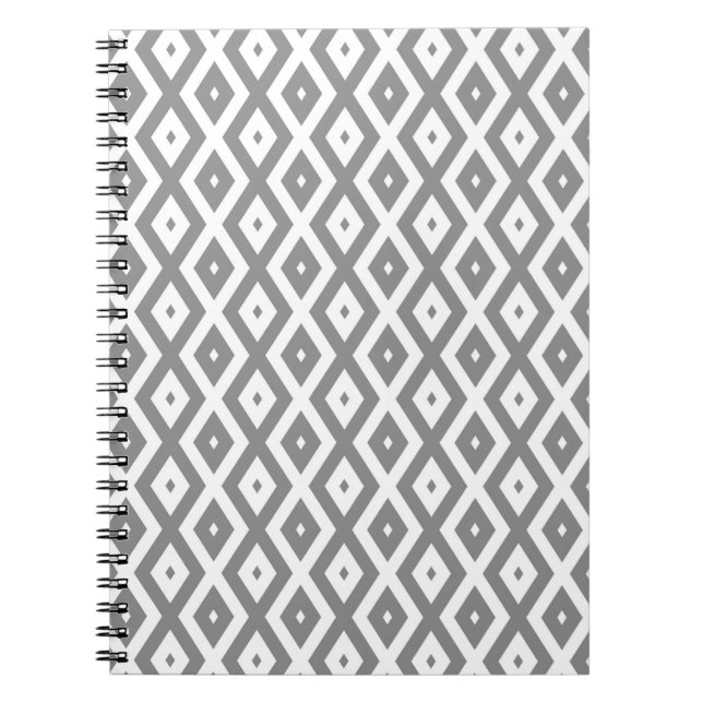 Carnet Motif de diamants gris et blanc (Devant)