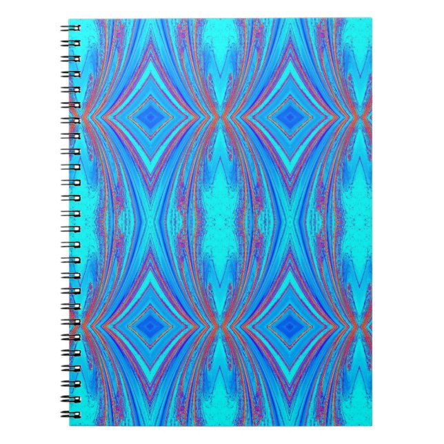Carnet Motif de diamants turquoise bleu clair (Devant)