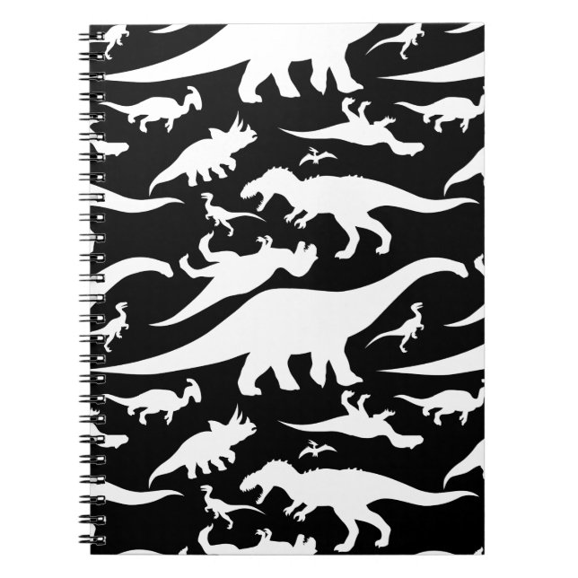 Carnet Motif de dinosaures noir et blanc (Devant)