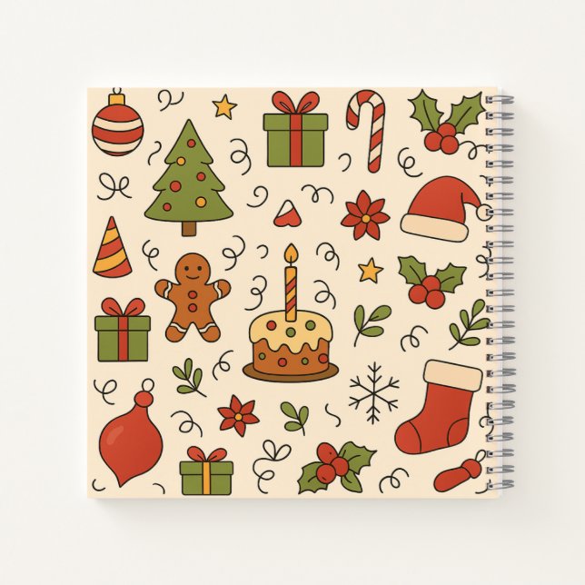 Carnet Motif de doodle de Noël joyeux (Dos)