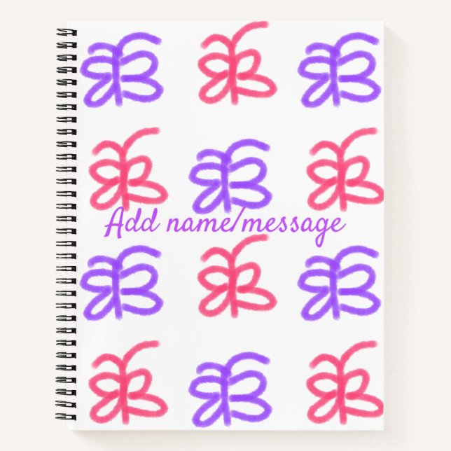 Carnet Motif de doodle de papillon rose violet ajouter le (Devant)