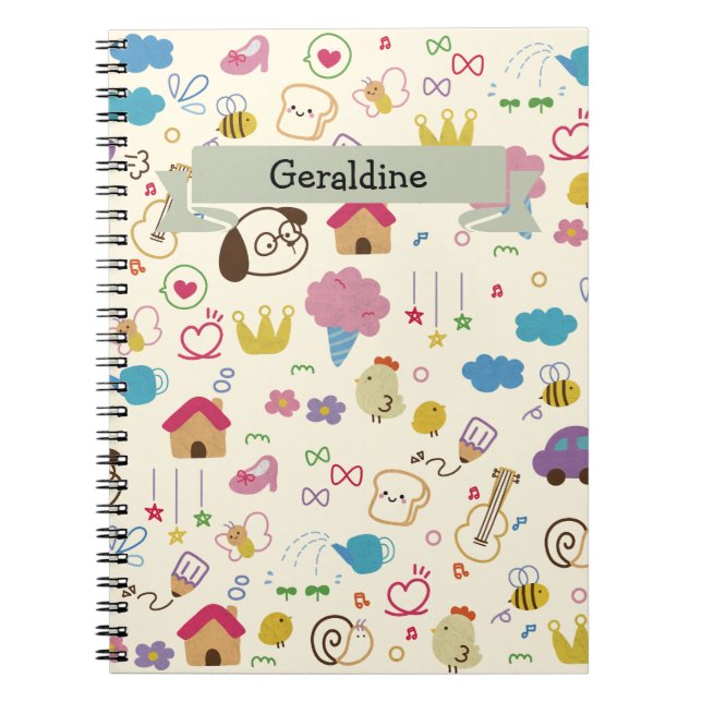 Carnet Motif de doodle mignon pour enfants (Devant)