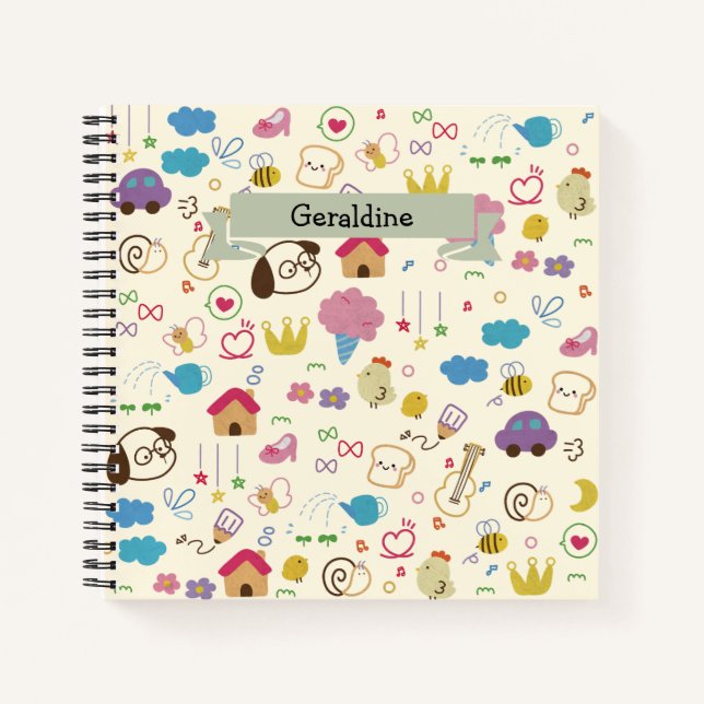 Carnet Motif de doodle mignon pour enfants (Devant)