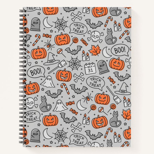 Carnet Motif de doodle pour les enfants mignons Halloween (Devant)