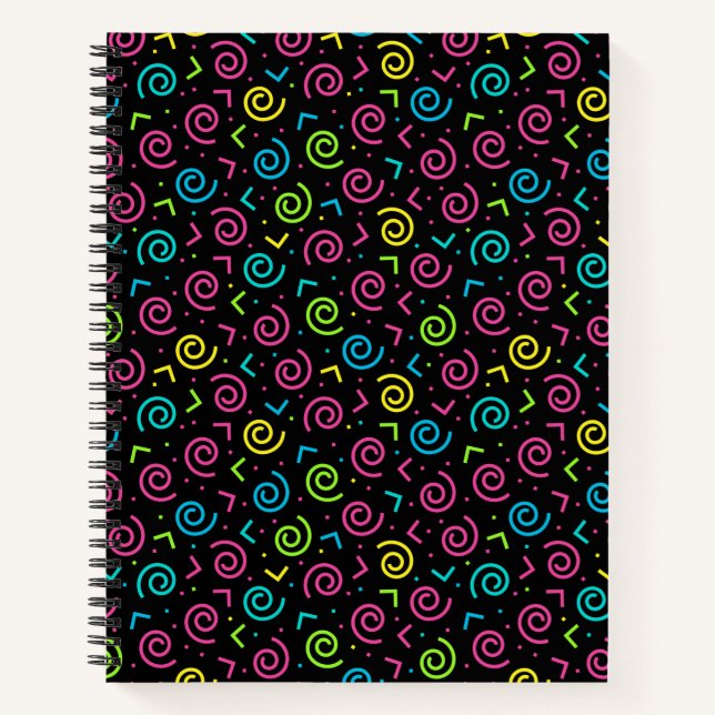 Carnet motif de doodle Retro Black & Neon des années 80/9 (Devant)