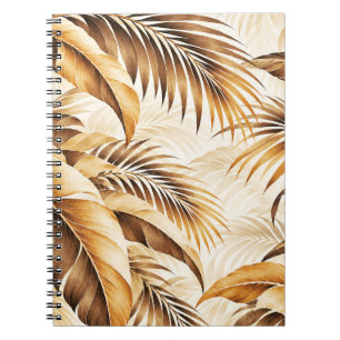 Carnet Motif de feuillage de palmier tropical beige sépia
