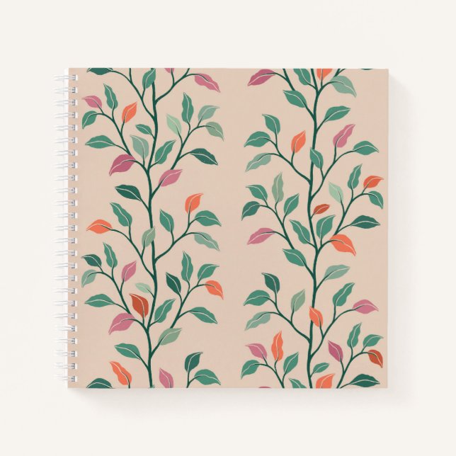Carnet Motif de feuille botanique élégant et stylé (Devant)
