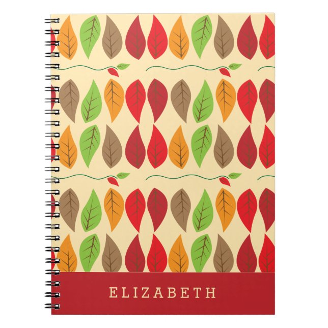 Carnet Motif de feuille d'automne moderne coloré  (Devant)