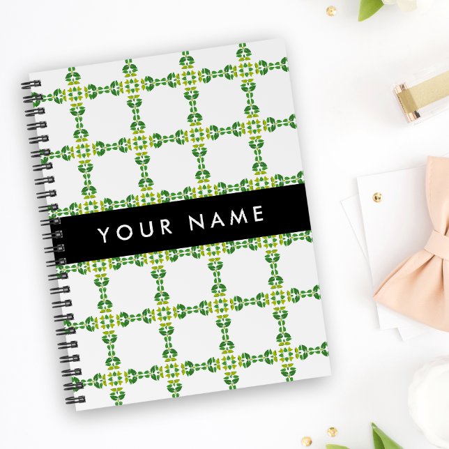 Carnet Motif de feuille, feuilles vertes, votre nom (Créateur téléchargé)
