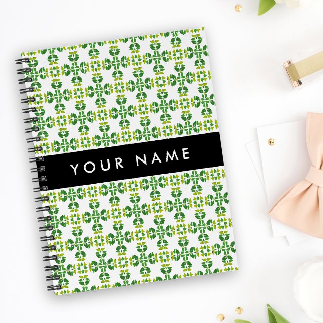 Carnet Motif de feuille, feuilles vertes, votre nom (Créateur téléchargé)