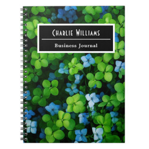 Carnet Motif de feuille vert bleu Spirale personnalisée