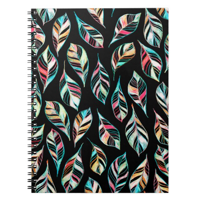 Carnet Motif de feuilles sans couture. Dessin à la main c (Devant)