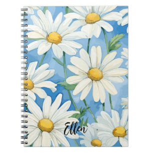 Carnet Motif de fleur marguerite personnalisé