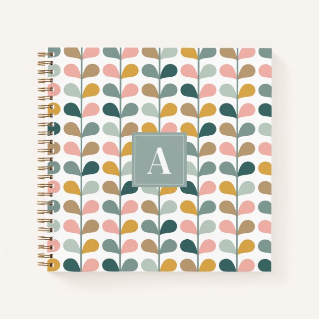 Carnet Motif de fleurs à initiale de monogramme carré (Devant)