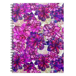 Carnet Motif De Fleurs Abstraites Roses Et Violettes