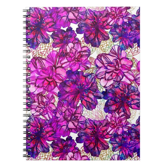 Carnet Motif De Fleurs Abstraites Roses Et Violettes (Devant)