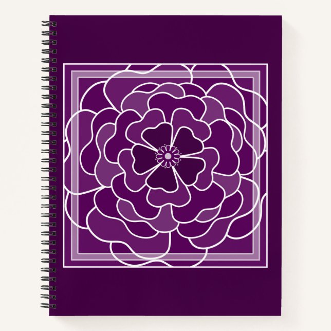Carnet Motif de fleurs abstraites violet foncé (Devant)