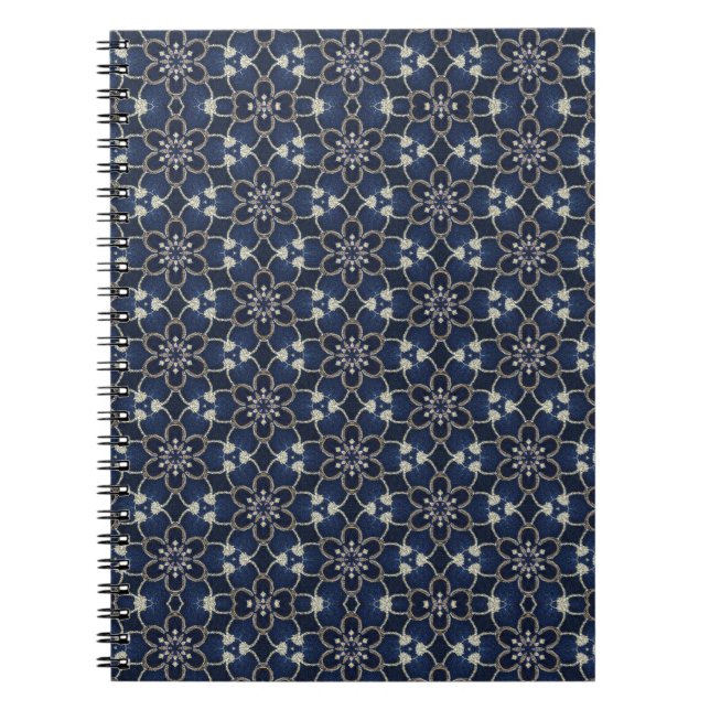 Carnet Motif de fleurs bleu de minuit (Devant)