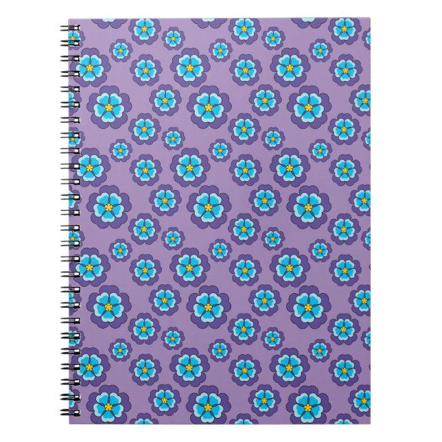 Carnet Motif de fleurs bleu violet (Devant)