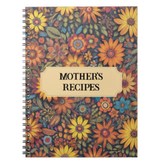 Carnet Motif de fleurs botaniques rétro