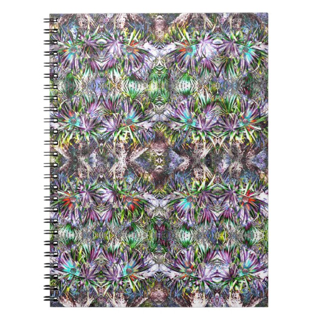 Carnet Motif de fleurs colorées psychédélique (Devant)