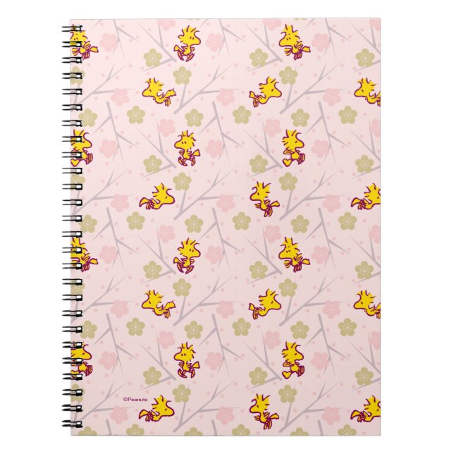 Carnet Motif de fleurs de cerisiers roses Woodstock (Devant)