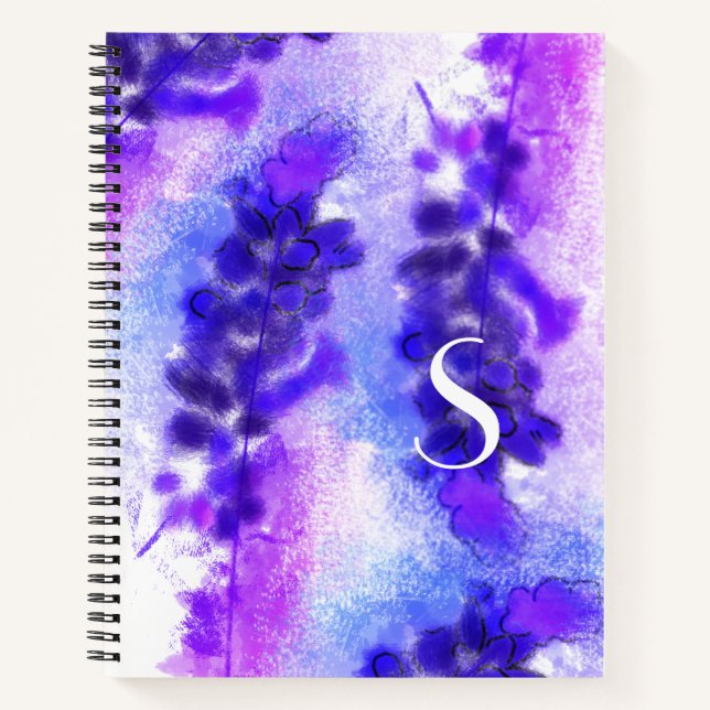Carnet Motif de fleurs de lavandre violette et violette (Devant)