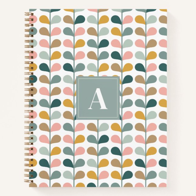 Carnet Motif de fleurs de pétale initiales monogramme car (Devant)