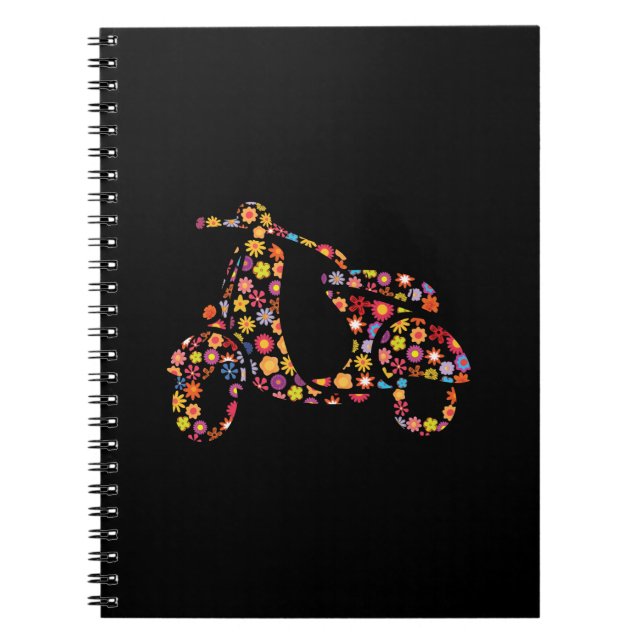 Carnet Motif de fleurs de scooter moteur (Devant)