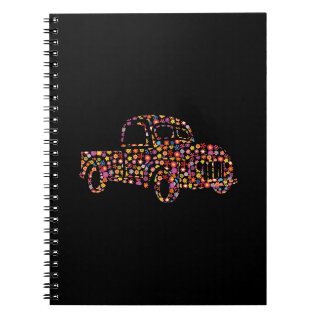Carnet Motif de fleurs de vieux pick-up (Devant)
