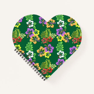 Carnet Motif de fleurs d'hibiscus colorées en vert