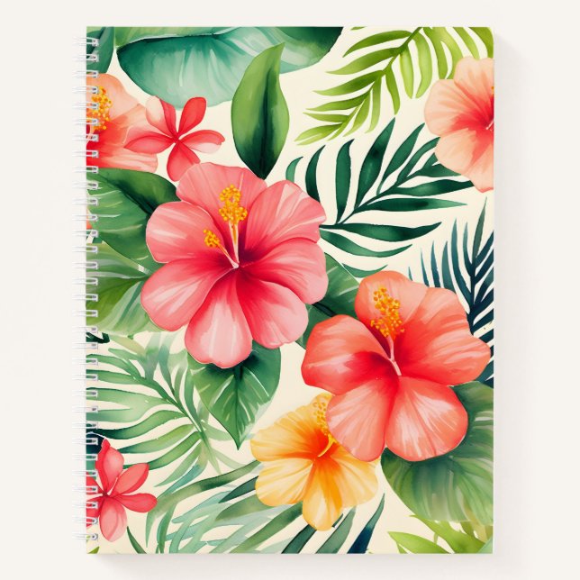 Carnet Motif de fleurs d'hibiscus tropicaux (Devant)