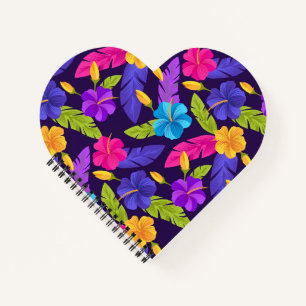 Carnet Motif de fleurs Feuilles tropicales colorées