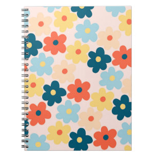 Carnet Motif de fleurs hippie rétro coloré
