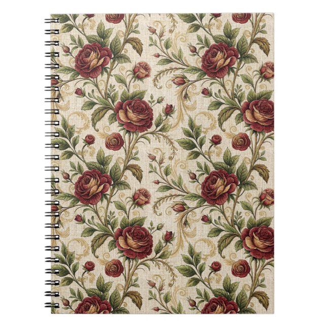 Carnet Motif de fleurs imprimées Rose Vintage - Conceptio (Devant)