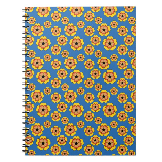 Carnet Motif de fleurs orange jaune (Devant)