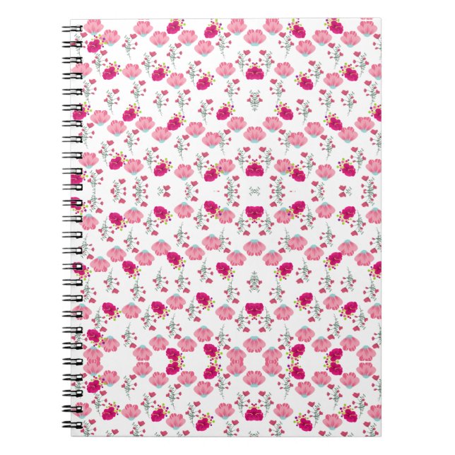 Carnet Motif de fleurs roses (Devant)