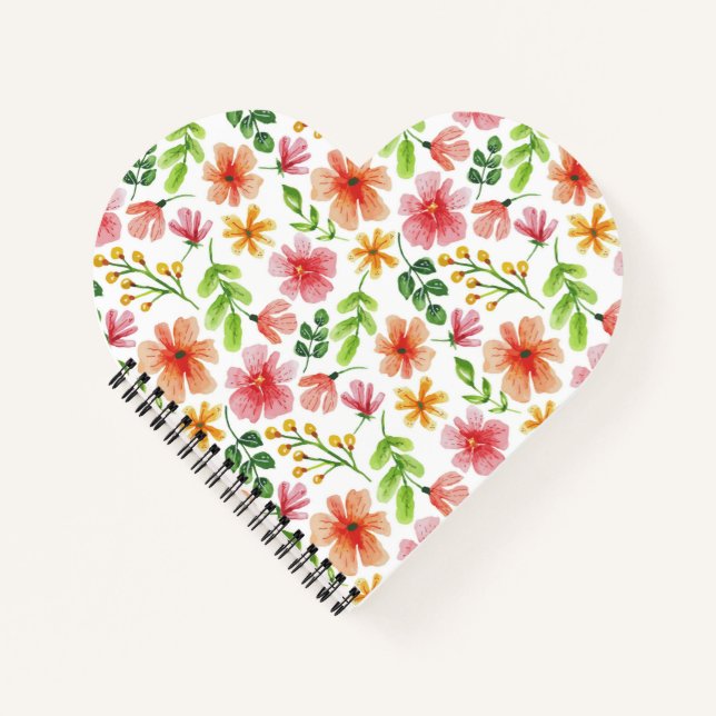 Carnet Motif de fleurs roses à l'aquarelle (Devant)