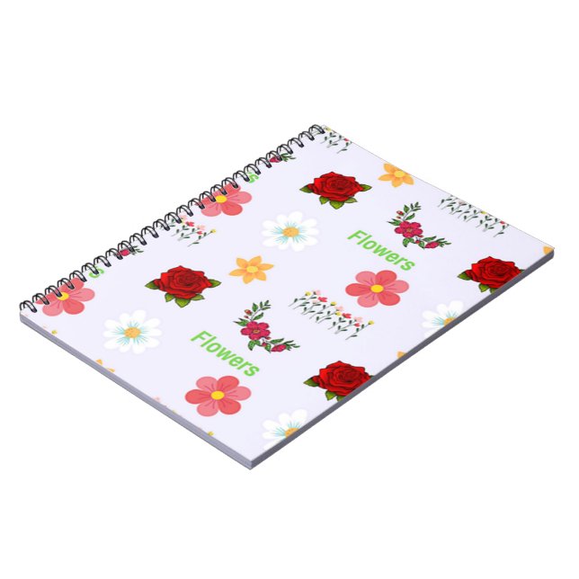 Carnet Motif de fleurs sur gris (Côté gauche)
