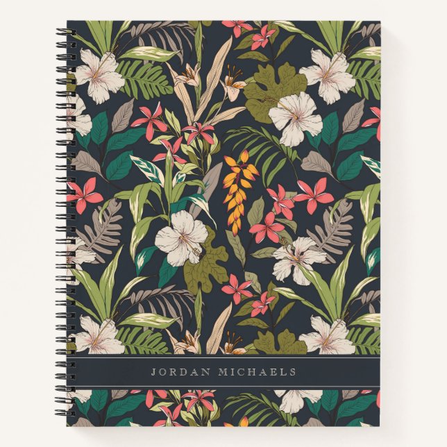 Carnet Motif de fleurs tropicales colorées (Devant)