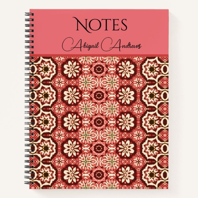 Carnet Motif de fleurs vintage rose miroir (Devant)