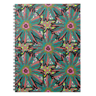Carnet motif de fleurs vintage. Style Doodle, parquet de