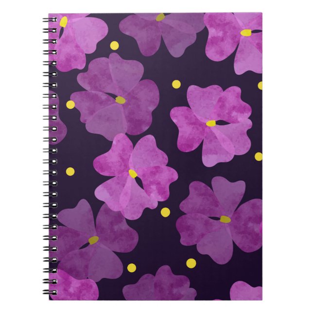 Carnet Motif de fleurs violettes sans couture. Aquarelle  (Devant)
