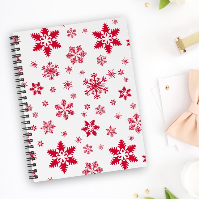 Carnet Motif de flocon de neige, Flammes de neige rouges, (Créateur téléchargé)