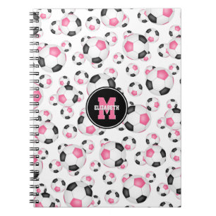 Carnet motif de football féminin noir rose