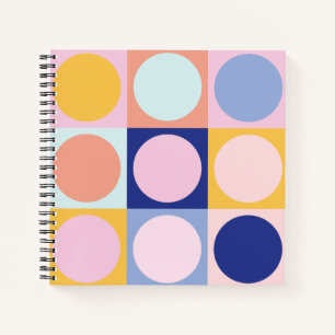 Carnet Motif de formes géométriques colorées rose bleu ja