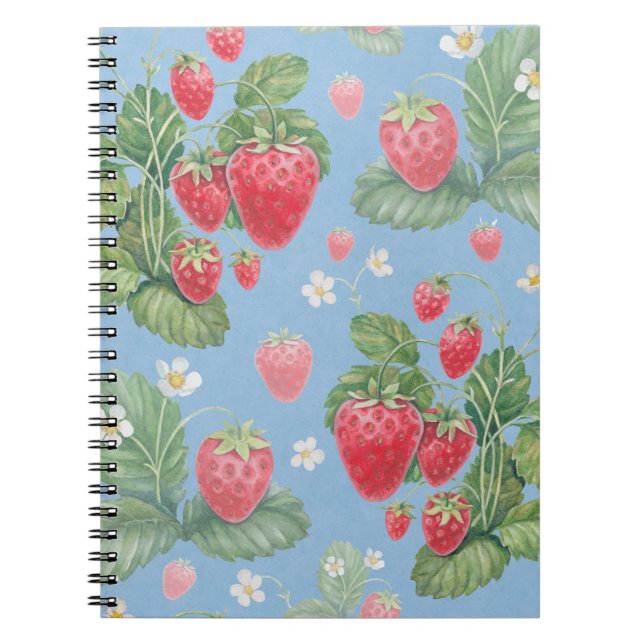 Carnet Motif de fraise aquarelle (Devant)